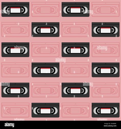 Vhs Cassettes Seamless Pattern Retro Background With Video Tapes Stock