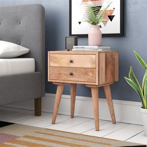 George Oliver Carclunty Solid Wood 2 Drawer Bedside Table And Reviews
