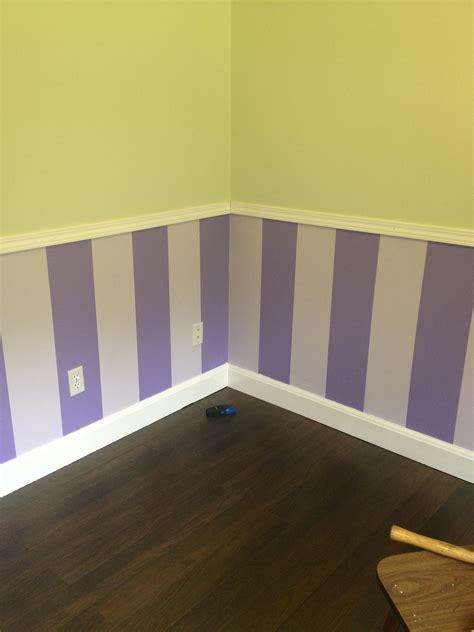 Light Green Walls With Purple Stripes In Our Baby Girls Nursery