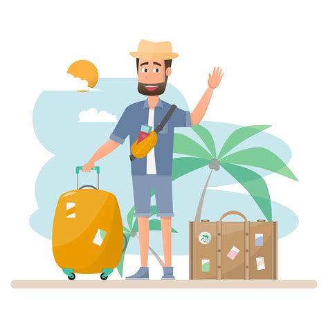 People Travel Couple With Bag For A Vacation 426280 Vector Art At Vecteezy