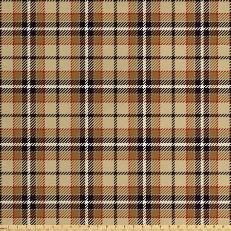 Brown Plaid Fabric By The Yard Squares With Stripes Cutting Bold