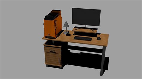 3d Model Computer Desk With Acer Aspire G7700 Predator Low Poly 3d
