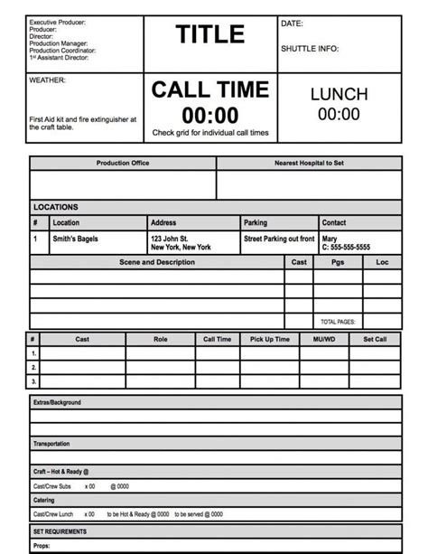 Free 12 Sample Call Sheet Templates In Ms Word Pdf