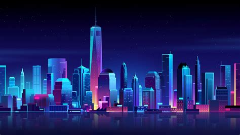 1366x768 New York Buildings City Night Minimalism 1366x768 Resolution