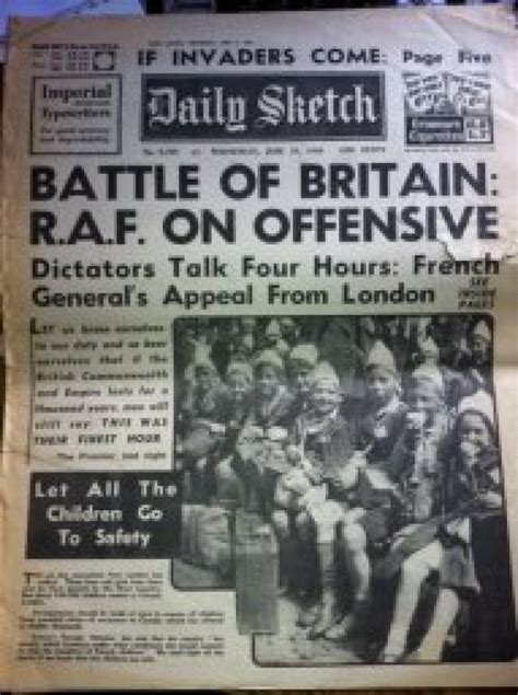 Battle Of Britain Newspaper 19th June 1940 Daily Sketch