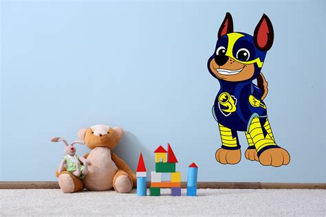 Chase Mighty Pup Paw Patrol Wall Decal 40x22 Mighty Chase Colored
