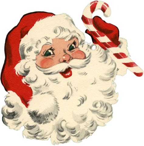 vintage santa with candy cane image the graphics fairy