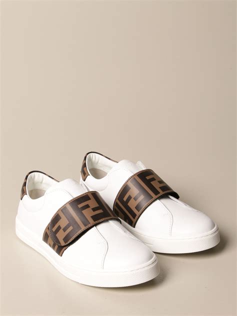Fendi Slip On Sneakers In Leather With Ff Band White Shoes Fendi