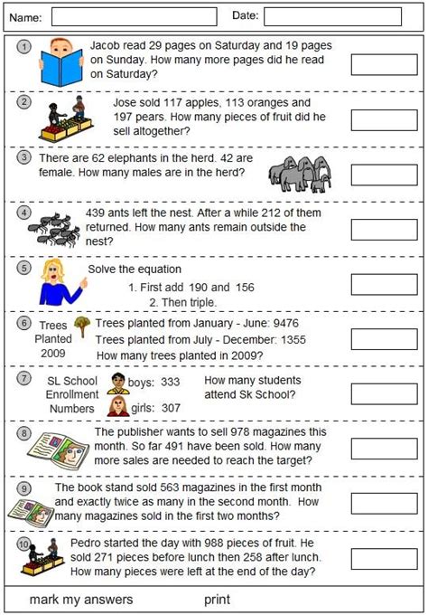 Problem Solving Worksheets Year 5 K5 Learning Grade 5 Math Word Maths