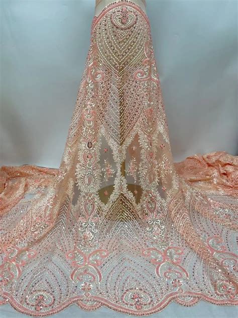 5 Yards Solid Beaded Lace Fabric Luxurious Wedding Bridal Etsy