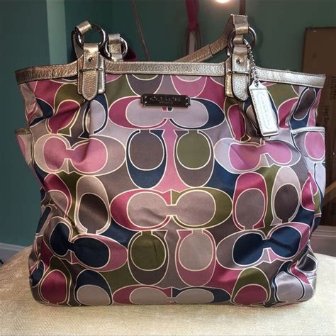 Multi Colored Coach Satin Tote Bag Satin Tote Bag Bags Tote Bag