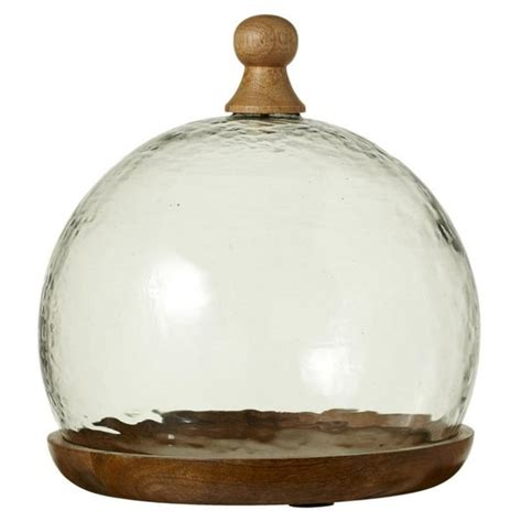 105 Large Round Glass Cloche Cheese Dome With Wooden Base Walmart