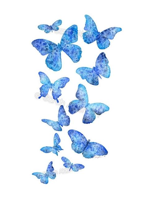 Blue Butterfly Art Print Watercolor Butterflies Painting