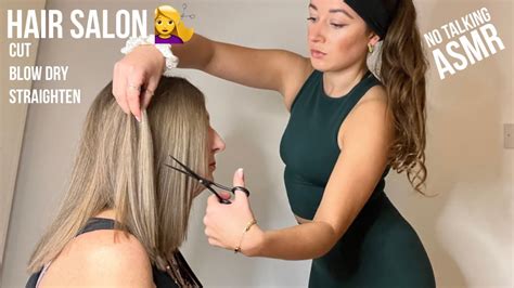 Asmr Hair Salon Haircut Blow Dry And Straighten Whispered No Talking Hair Play Cutting Sounds 💤