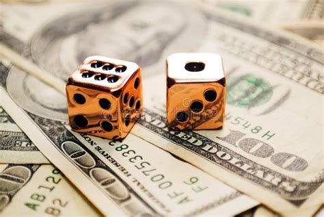 Pair Of Copper Dice On Money Stock Photo Image Of Bills Abstract