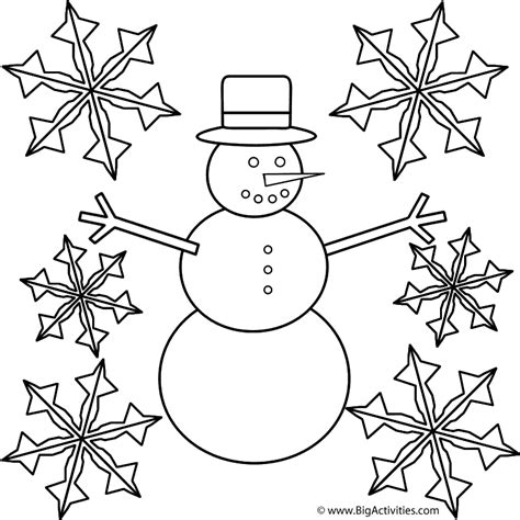 Click and print one or all of our 8 easy and free printable paper snowflake patterns! Snowman with Snowflakes - Coloring Page (Winter)