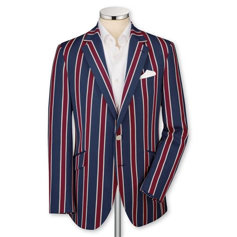 Classic Blue And Burgundy Boating Blazer For Men