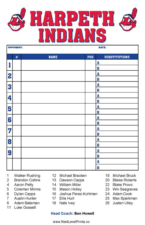 Baseball Lineup Card Custom Lineup Cards Your Team Your Lineup Cards
