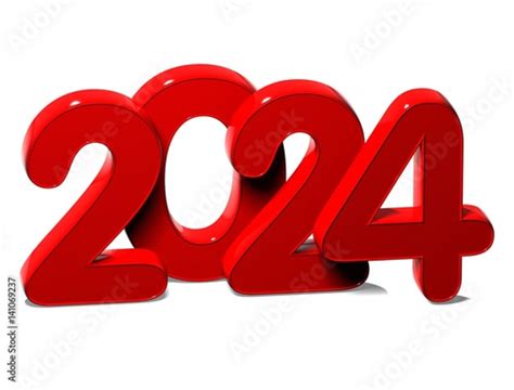 3d Red New Year 2024 On White Background Stock Photo And Royalty Free