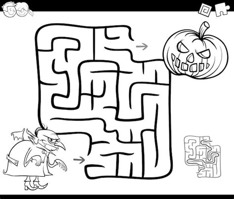 Premium Vector Halloween Maze Activity For Coloring