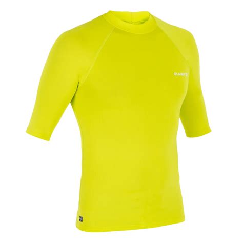 100 Mens Short Sleeve Uv Protection Surfing Top T Shirt Fluorescent