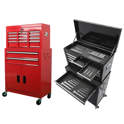 Foxhunter Metal Tool Box Chest Cabinet Storage Organizer Cart Garage