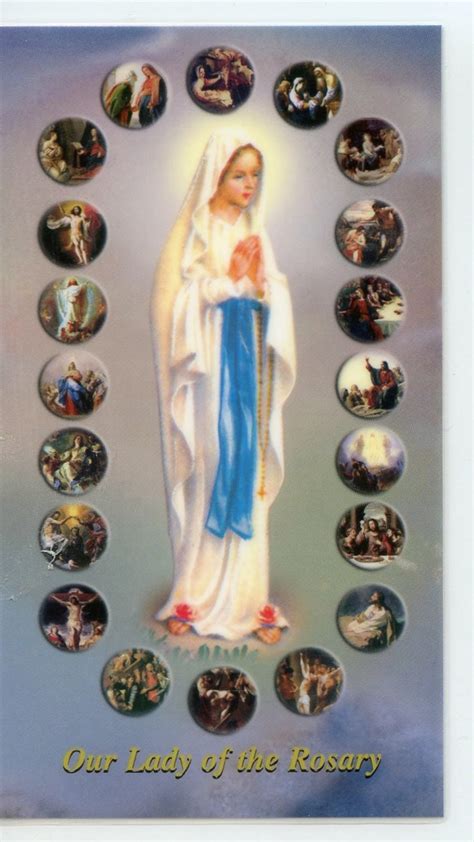 Our Lady Of The Rosary 1 Holy Card Prayer Card Pack Of 25 Etsy