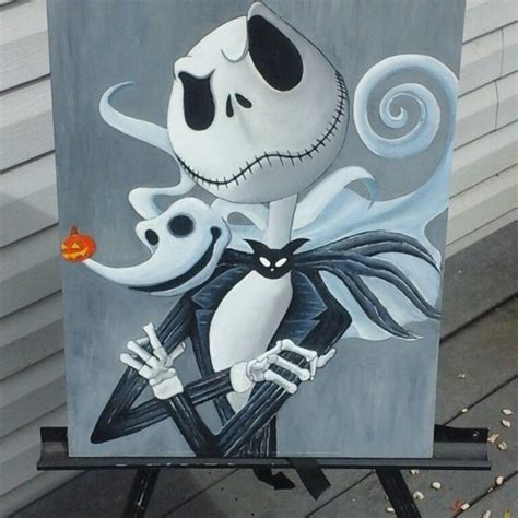 Jack Skellington And Zero Painted With Oils On 16 By 20 Canvas