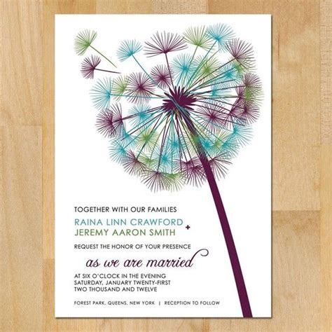 Sample Blowing Dandelion Wedding Invitation Printable Wedding