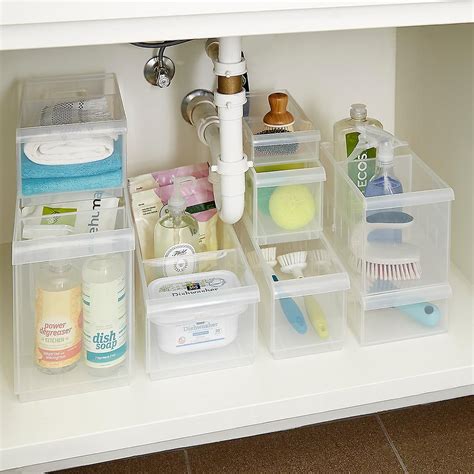 Keep your kitchen and bathroom clear with the organizing rack. Stackable Under Sink Organization Storage Kit | The ...