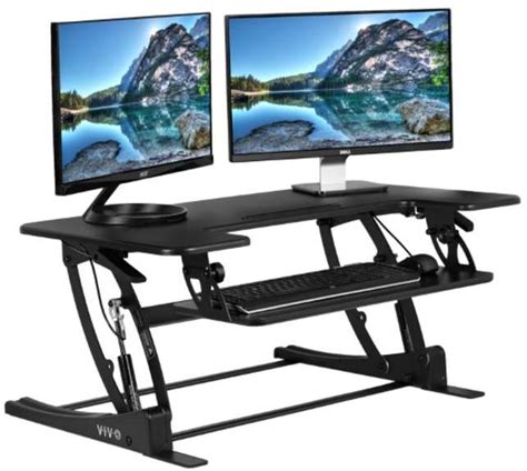 Vivo Black Height Adjustable 36 Inch Stand Up Desk Converter Quick Sit