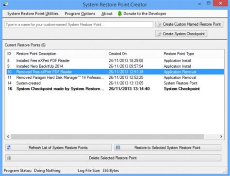 Restore Point Creator Provides An Easier Way Of Managing Windows System