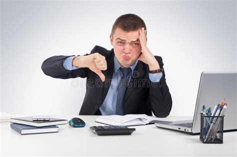 Disappointed Young Business Man With Thumb Down Stock Photo Image Of