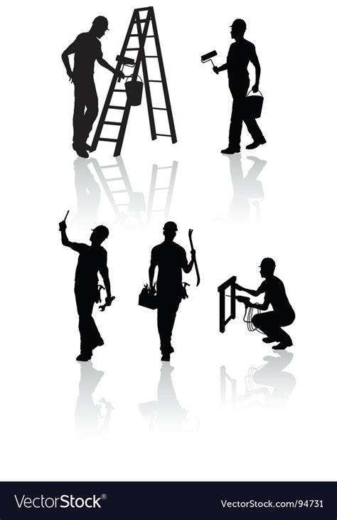 Construction Workers Silhouettes Royalty Free Vector Image