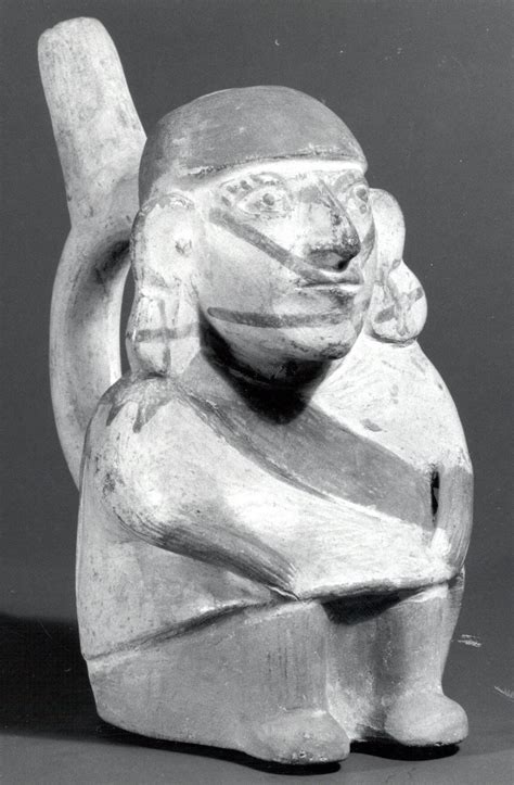 stirrup spout bottle with seated figure moche the metropolitan museum of art