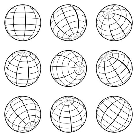 Collection Of Outline Earth Globes Monochrome Globe Icon 35748282