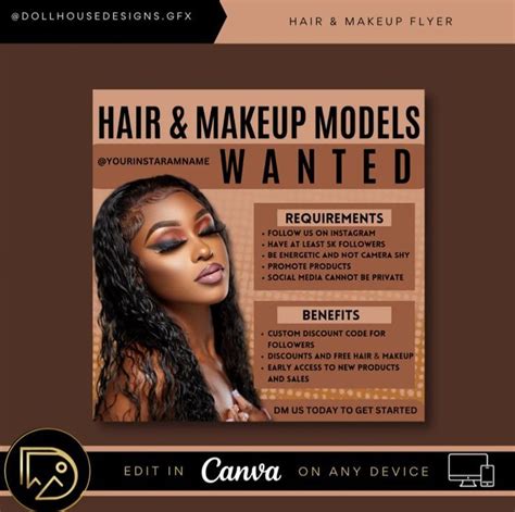 Hair And Makeup Model Wanted Flyer Wanted Influencer Flyer Wanted Brand