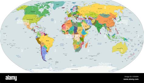 Global Political Map Of The World Capitals And Major City Included