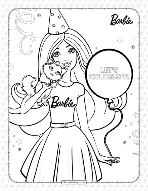Free Printables Barbie S Birthday Coloring Page High Quality Free