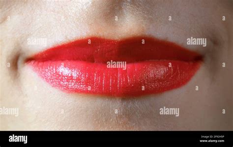 Closeup Photo Of Red Attractive Smiling Lips Stock Photo Alamy