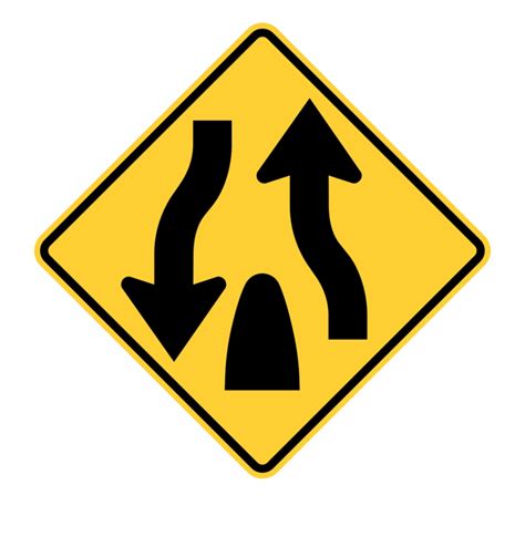 File Mutcd W6 2 Svg Divided Highway Sign Means Transparent PNG