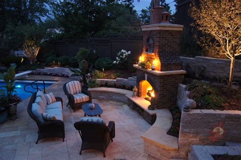 Minneapolis Outdoor Fireplace And Pool Traditional Patio