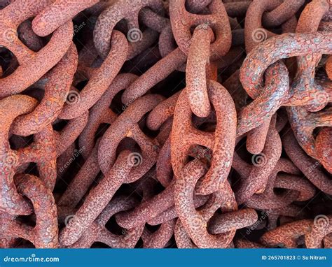 Background Of Rusty Metal Rings Chain Links With Rust Full Frame Of