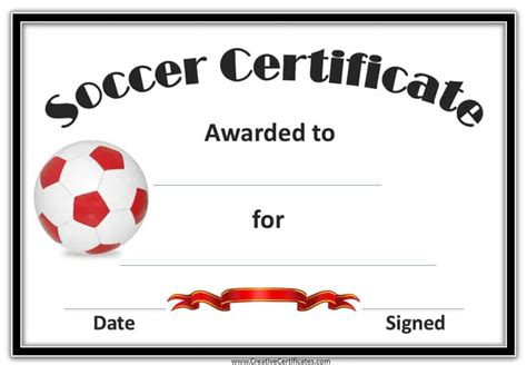 Free Printable Soccer Certificates
