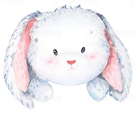 Free Watercolor Easter Rabbitbunny Illustrationcute Fluffy Grey