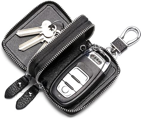 2 Layer Key Case Women Men Genuine Leather Key Pouch Holder With Double