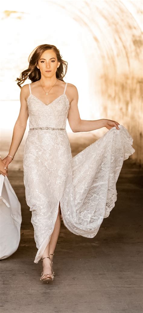 Galina Signature SWG819 Sequin Lace Sheath Wedding Dress With Cry