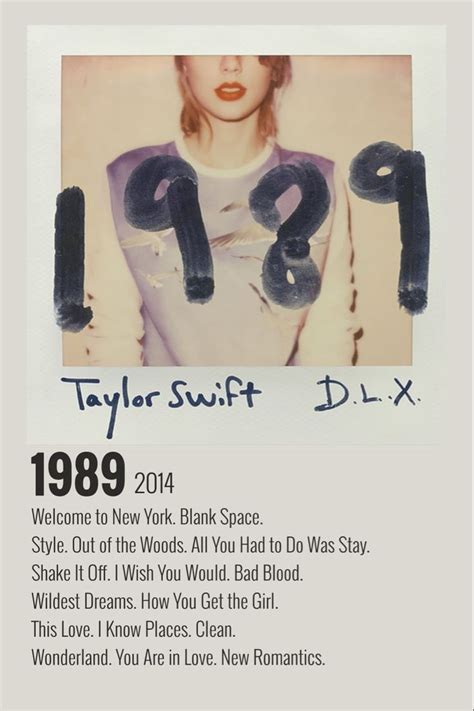 1989 Deluxe Album Poster Taylor Swift Album Cover Taylor Swift Songs