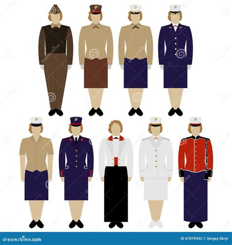 Uniforms Women Soldiers Of The Us Army Stock Vector Illustration Of