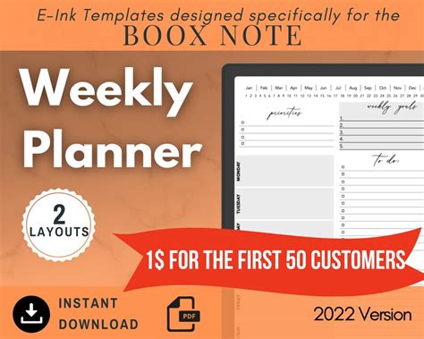 2022 Boox Note Template Weekly Planner Eink Template E Ink Etsy Hong Kong